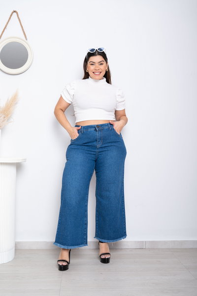 Wideleg Azul Liso Rígido