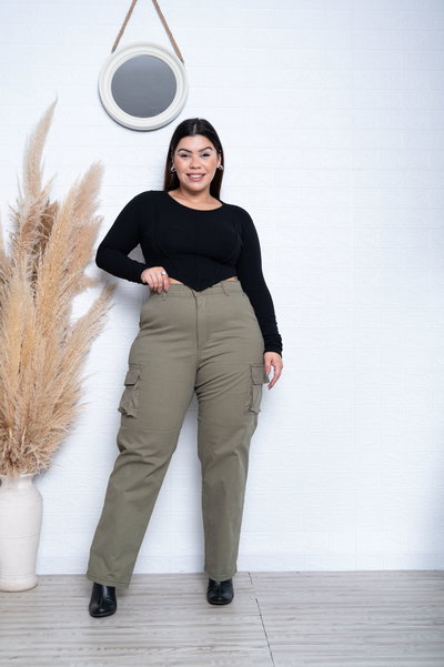 Recto Gabardina Verde Cargo Elastizado ESP