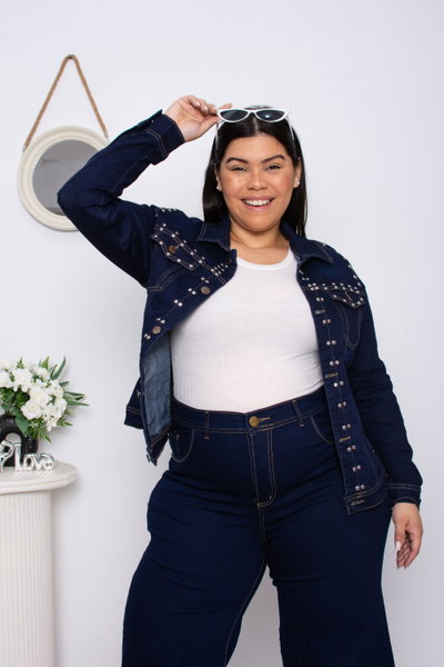 Campera Azul Oscura c/Tachas Elastizado