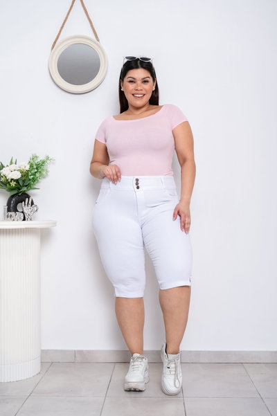 Bermuda 3 Botones Blanca Elastizado