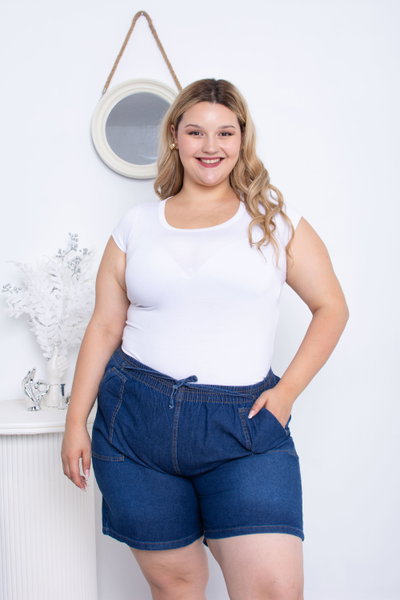 Short Azul Camisero c/Elástico Rígido