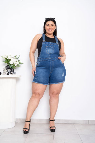 Short Jardinero Azul Roturas Elastizado