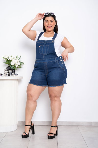 Short Jardinero Azul Elastizado