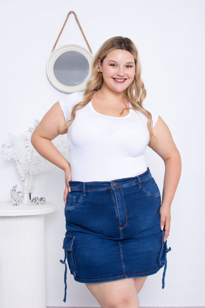 Pollera Azul Cargo Elastizado