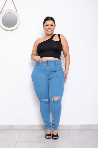 Chupin 3 Botones Celeste c/Tajo Elastizado