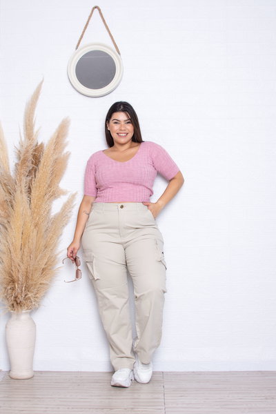 Recto Gabardina Beige Cargo Elastizado ESP