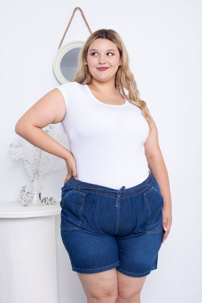 Short Azul Camisero c/Elástico Rígido