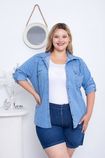 Camisa de Jean Celeste Elastizada
