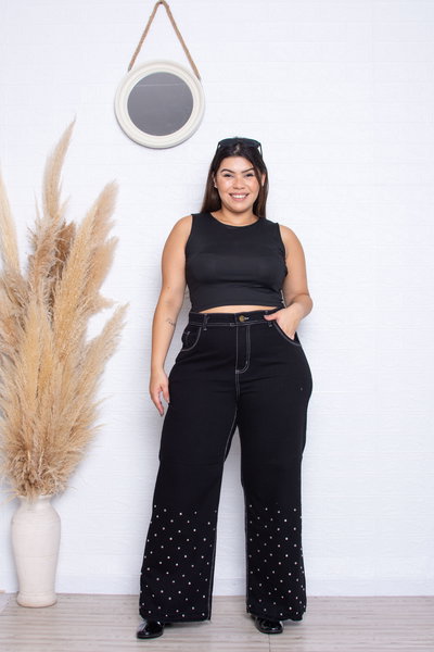 Wideleg Negro Hilo Blanco c/Tachas Rígido ESP