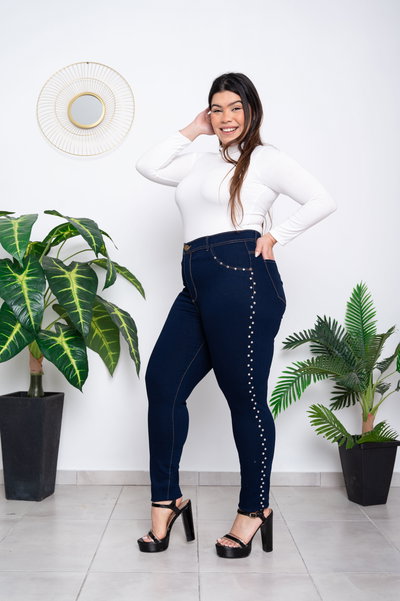 Chupin Azul Oscuro c/Tachas Lateral Elastizado