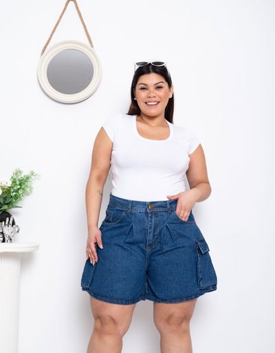 Short Mom Azul Cargo Rígido ESP