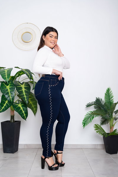 Chupin Azul Oscuro c/Tachas Lateral Elastizado ESP