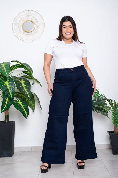 Wideleg Azul Oscuro al Tono Elastizado