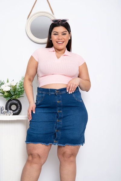 Pollera Azul Botones Elastizado