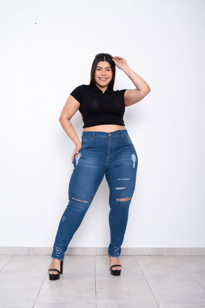 Chupin Azul Roturas c/Tajos Elastizado ESP