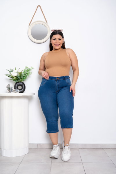 Capri Azul Liso Elastizado