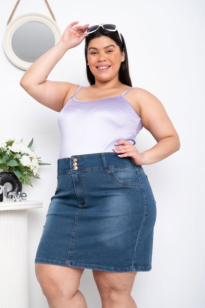 Pollera Azul 3 Botones Elastizado ESP