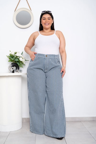 Wideleg Blanco Rayado Rígido