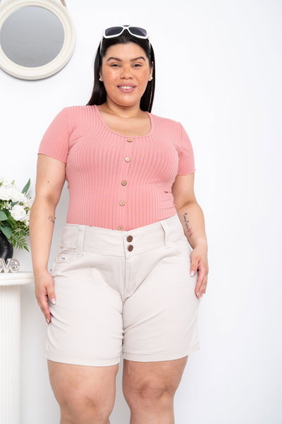 Short Gabardina Beige Elastizado