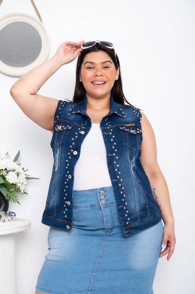 Chaleco Azul c/Tachas Elastizado