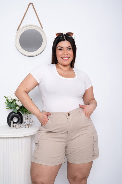 Short Gabardina Crudo Cargo Elastizado ESP