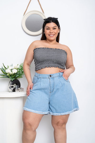 Short Mom Celeste Liso Rígido 