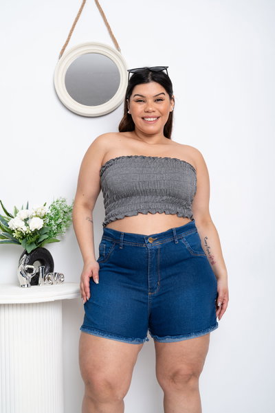 Short Azul Liso Elastizado 