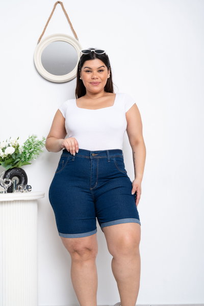 Short Biker Azul Elastizado 