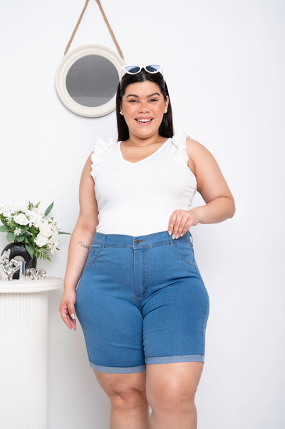 Short Biker Celeste Elastizado ESP