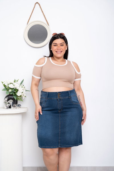 Pollera a la Rodilla 3 Botones Elastizado 