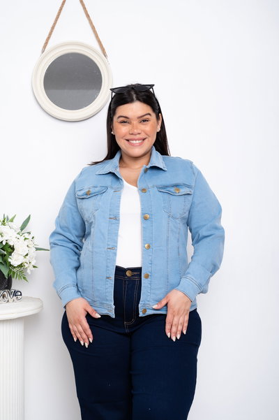 Campera Celeste Lisa Elastizada