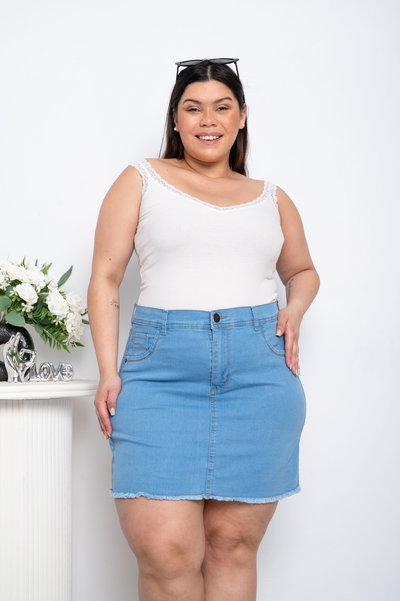 Pollera Celeste Lisa Elastizado ESP