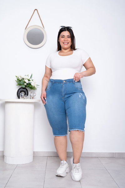 Bermuda Azul Rasguño Elastizado ESP