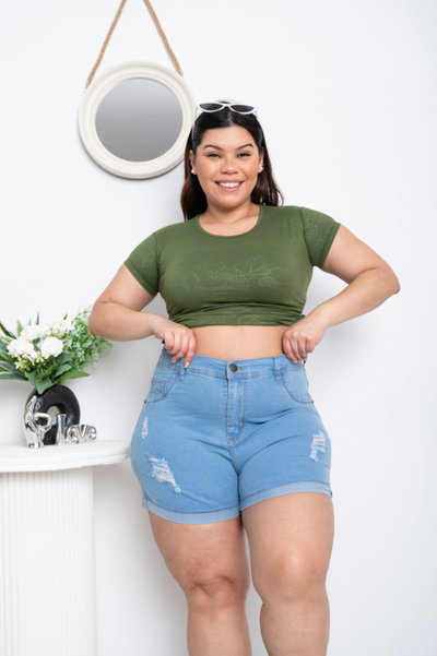 Short Celeste Roturas Elastizado 