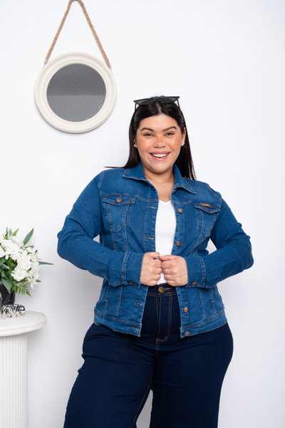 Campera Azul Lisa Elastizada
