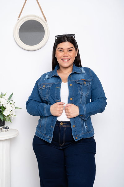 Campera Azul c/Roturas Elastizada