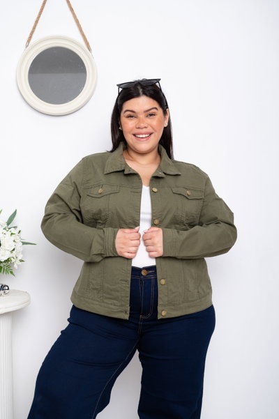 Campera Gabardina Verde Elastizada