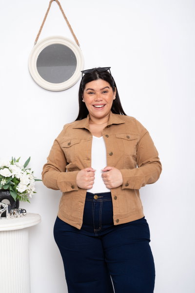 Campera Gabardina Camel Elastizada