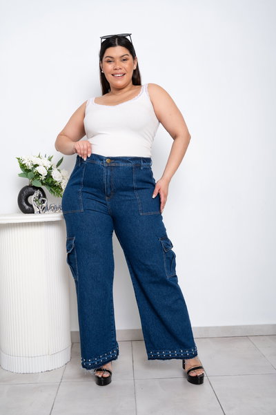 Wideleg Azul Cargo c/Tachas Rígido 