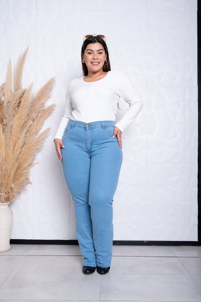 Recto Celeste Liso Elastizado 