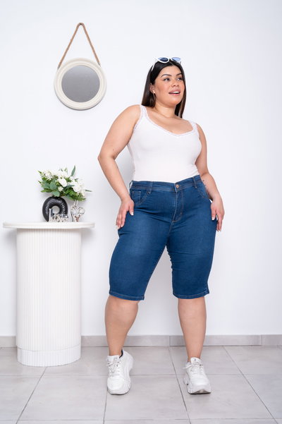 Bermuda Azul Lisa Elastizado 