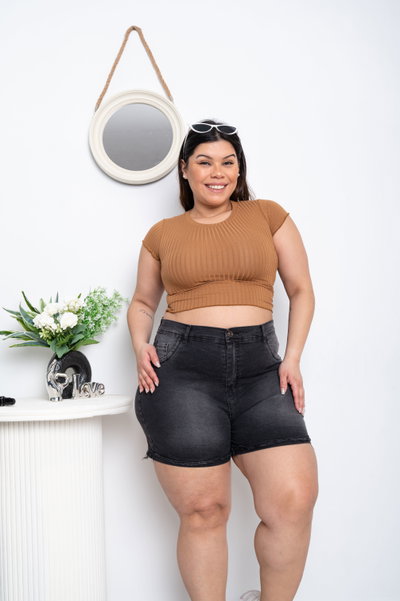 Short Gris Topo Liso Elastizado ESP 