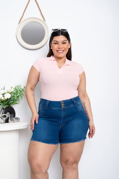 Short Azul 3 Botones Elastizado 