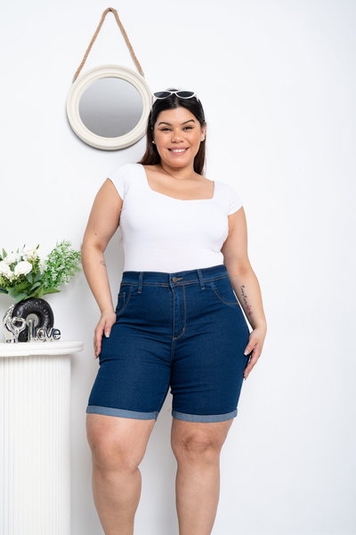 Short Biker Azul Elastizado 