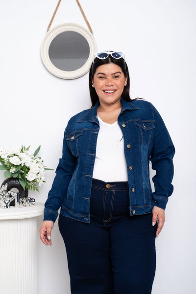 Campera Azul Oscuro Lisa Elastizada