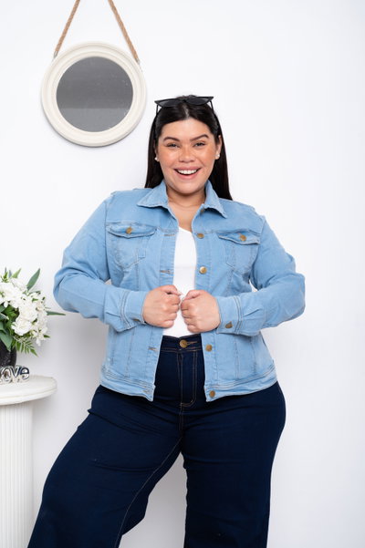 Campera Celeste Lisa Elastizada