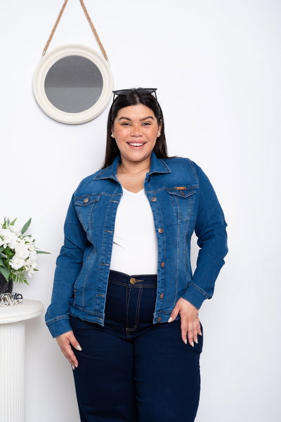 Campera Azul Lisa Elastizada