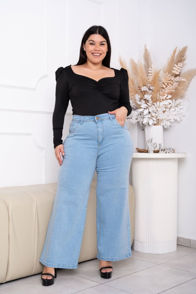 Wideleg Celeste Brillo Doble Elastizado