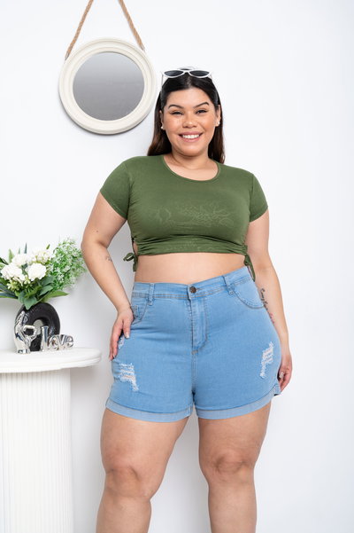 Short Celeste Roturas Elastizado 