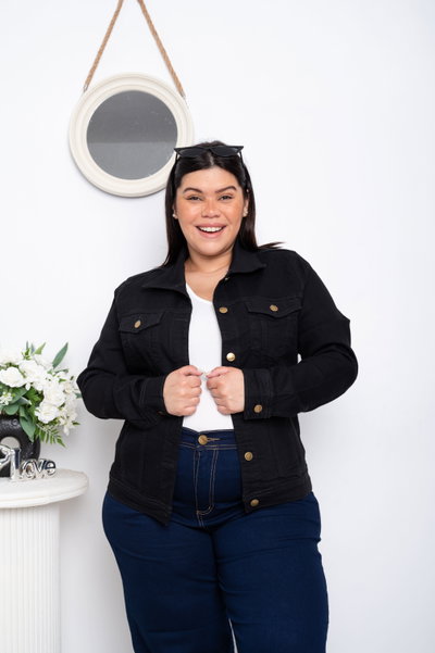Campera Negra Lisa Elastizada